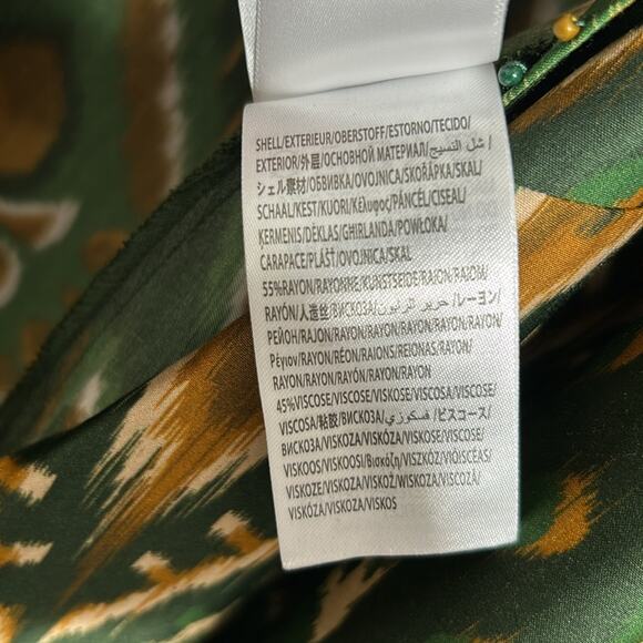 Farm Rio Pineapple Ikat Asymmetric Hem Wrap Dress Beaded Small - Picture 14 of 14